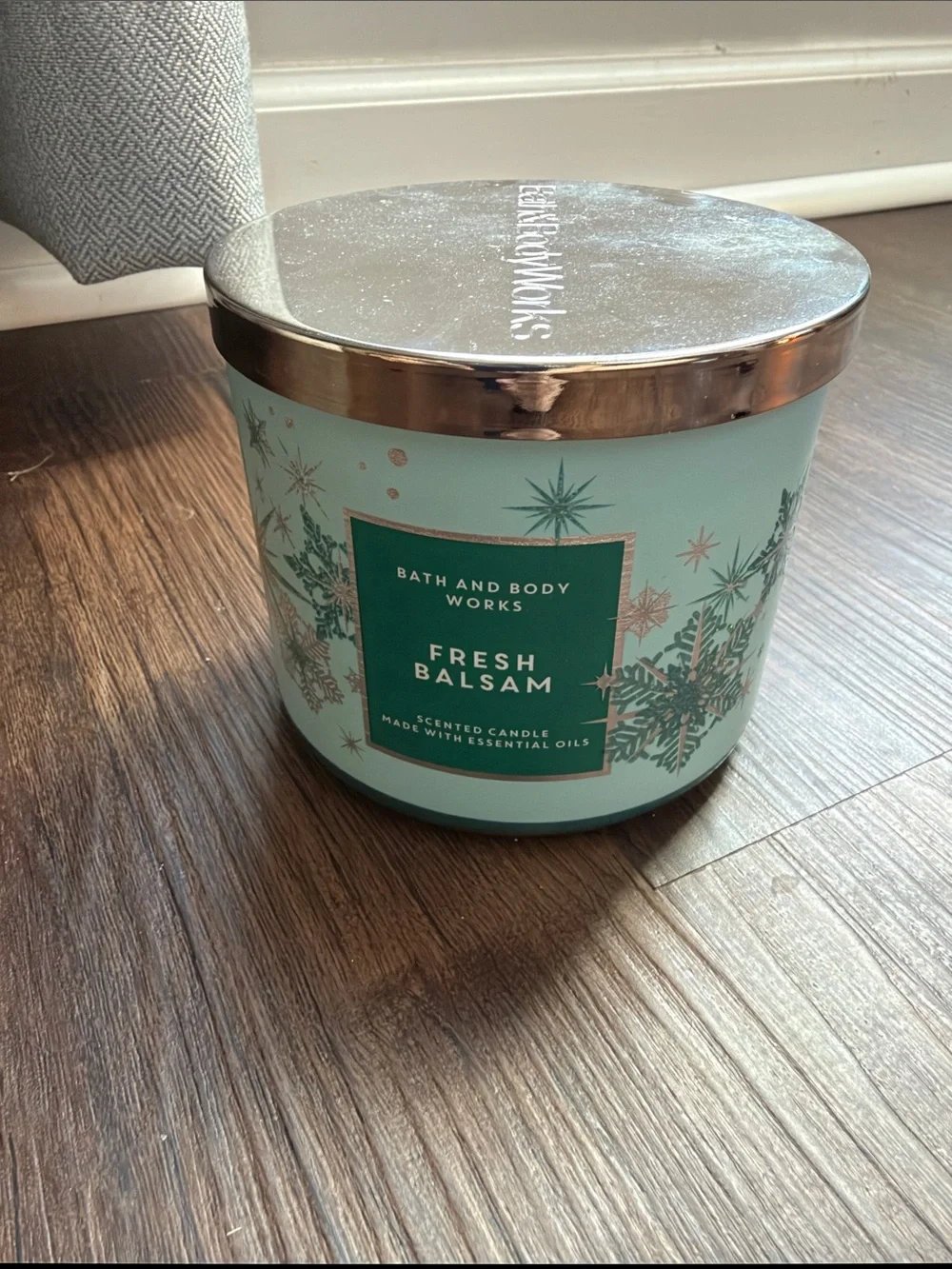 Bath & Body Works Fresh Balsam 3-Wick Candle - Teal with Gold Lid